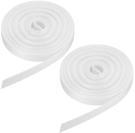 QUARKZMAN 2Pcs Correa para Persianas Enrollables, Cuerda de Reemplazo Fabricado en Polipropileno, Kits de Enrollador Atornillable de Correa Empotrado, Puertas, Ventanas, (6m x 14mm) Blanco