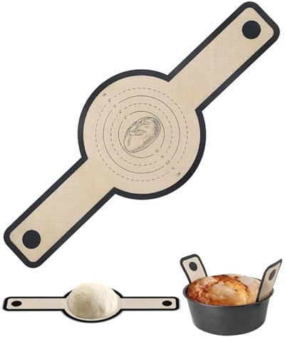 HUVZOR Tapete de silicona para horno holandés, tapete para hornear pan, antiadherente y fácil de limpiar reutilizable con asas extralargas, para masa transferible