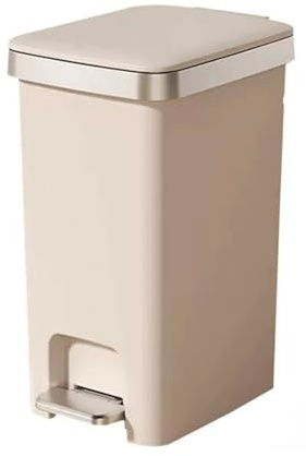 Pattumiera Da Bagno, Cestino Della Spazzatura Compatto 10 L, A Pedale, for Piccolo Spazio, Con Coperchio A Chiusura Morbida(Khaki,10L：20.1 * 27.8 * 35.9cm)