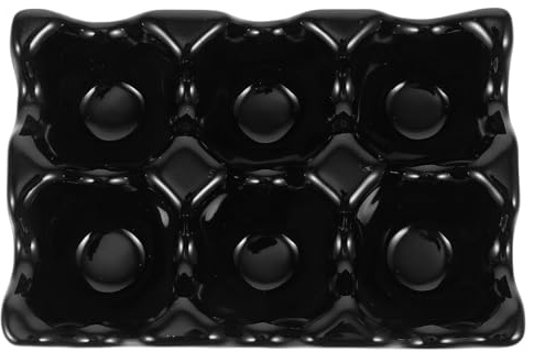 OATIPHO Bandeja de Cerámica para Huevos de Celdas Organizador Práctico para Huevos Huevera Reutilizable para Uso Cocina Diseño Negro Rejillas