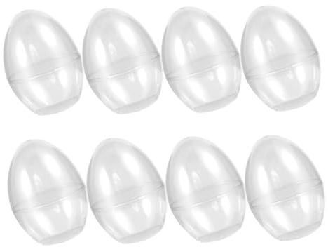 GLEAVI 8pcs Large Plastic Easter Egg Boxes with Flat Bottom 90x90x120mm, Fillable Candy Storage Containers for Easter Party Decorations and DIY Crafts