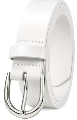 WERFORU Women Leather Belt for Jeans Pants Dresse Ladies Leather Waist Belt | Genuine split-leather belt, classic gold/silver buckle design, simple and elegant, available in 4 sizes