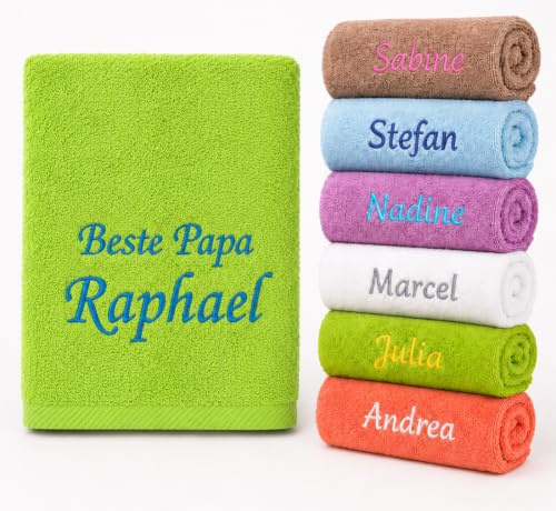 Generisch Personalisiertes Handtuch 70x140 cm Grün mit Name – Badetuch aus 100% Baumwolle 500 g/m² – Bestickt – Weiches Duschtuch als Geschenk (Grün, 70x140 cm)