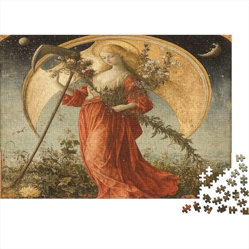 The Harvest Goddess Jigsaw Puzzles. 38x26cm/1000pcs Ceres And Sickle Whimsical Challenge Toy for Educational Games Gifts
