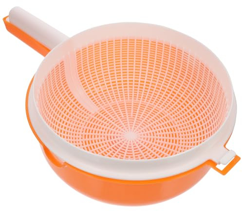 POPETPOP Panier D'égouttage Double Couche en Plastique Poignées, Passoire à Fruits et Légumes Orange, Bol de Séchage la Cuisine, Panier Multifonction pour Pâtes et Salade, Réutilisable