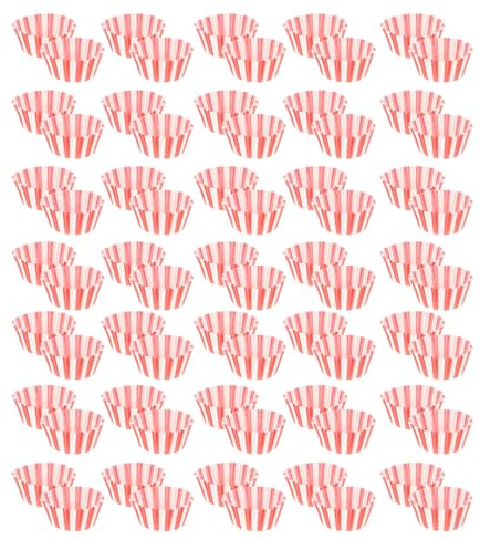 Caissettes à Cupcakes Cuisson en Papier 100 Pièces Rouge et Blanc | Papier, Haute Rigidité, Ne Se Déforme Pas Facilement, Usage au Four, Design Simple et Utile