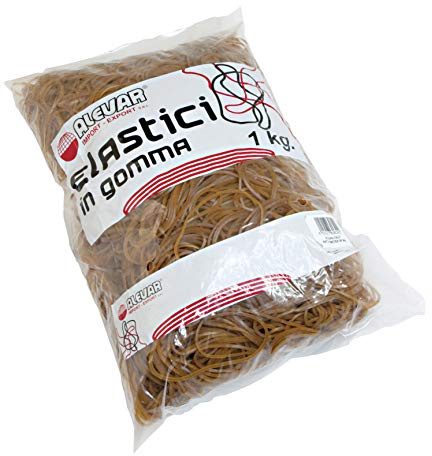 Alevar Elastici in Gomma Para 100%, Diametro 100 mm, Spessore 1,5 mm, Colore Naturale, Confezione in Busta da 1 kg