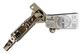 HKB 2 x Intermat TOP 9955-T FIX Weitwinkel-Federscharnier, 165°-120°, Topf-ø 35mm, 9,5mm Kröpfung, Stahl vernickelt, für Mittelwandanschlag, Aufklips-Technik, inkl. Kreuzmontageplatte, Hettich, 62533