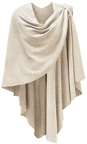 PULI Damen Poncho Schal mit Kaschmir Strick Cape Cardigan für Frauen , 1-beige, Gr. Einheitsgröße