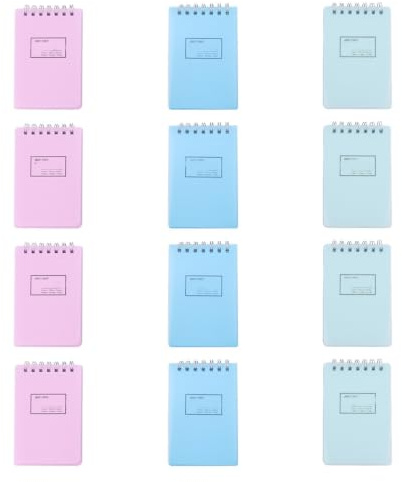 NUOBESTY 12 Stück A7 Mini Spiralblock Oben Gebunden Kleiner Notizblock Kariert Tragbares Notizbuch Für Schule Büro Memo Pads