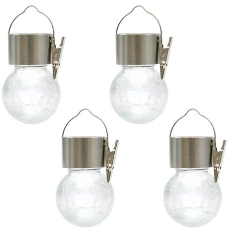 Gardenwize - Pack de 4 luces de bola de crackle con energía solar, ecológicas, de bajo mantenimiento - 6 cm de diámetro cada bola de luces