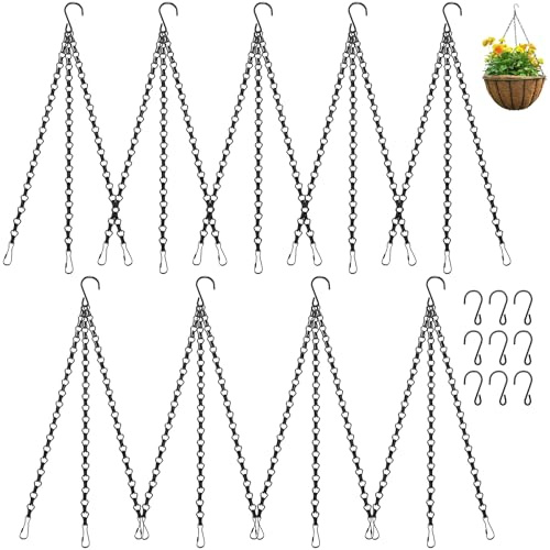 ZOOFOX 9 Pack 22 Inch Hanging Chains with Hooks for Plant, Flower Pot, Basket, Christmas Wreath, Lantern, Bird Feeder, Planter, Indoor