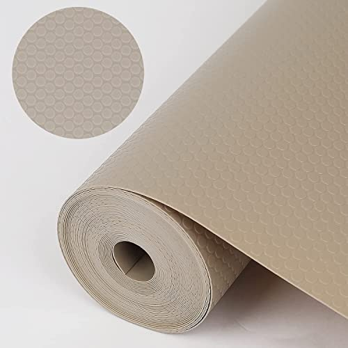 WochiTV Shelf Liner for Cabinets, Drawer 11.8 Inch x 4.9 Feet, Non Adhesive EVA Plastic Washable and Waterproof Mat for Kitchen, Pantry, Bathroom Closet, Cupboard, Drawer, Khaki