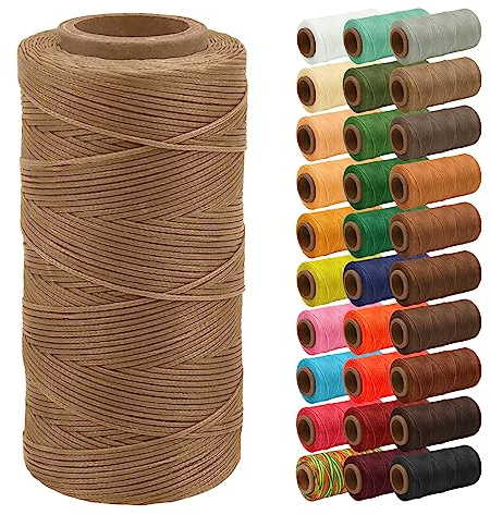 Uiopa Wachsfaden, 1mm x 200m Flacher Ledergarn Gewachst, Leder Nähen Faden Sattlergarn Gewachste für Nähprojekte, Reparatur, Buchbinden, DIY Basteln