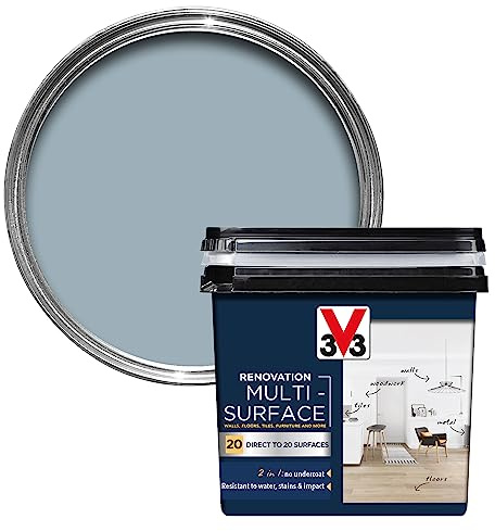 V33 Renovation Multi-Surface Paint, Grey Blue Satin, 750ml