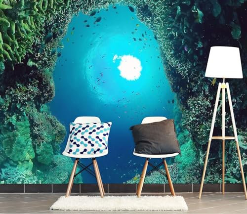 Fotomurales Decorativos Pared Mural de pared de papel tapiz de peces de aguas profundas 3D, 274 * 254 cm Art Decoración De Hogar para Salón,Dormitorio,Oficina,Pared de Fondo de Tv Etc