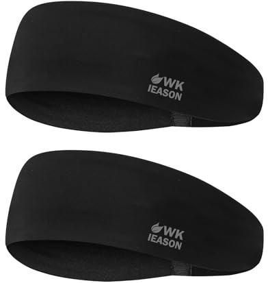 WK IEASON Sport-Stirnbänder für Männer und Frauen (2er Pack), feuchtigkeitsabsorbierendes Schweißband elastische breite Haarbänder Workout-Schweißband sportliches Stirnband für Laufen, Radfahren, Yoga