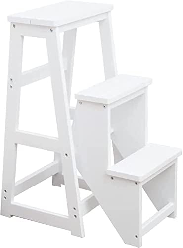 SZITW Indoor-Kletterhocker, tragbare Holz-Trittleiter, multifunktionaler klappbarer Tritthocker, aufsteigende Leiter, Bankstuhl für Bibliothek, Dachboden, Küche/3 (2) (1 R)