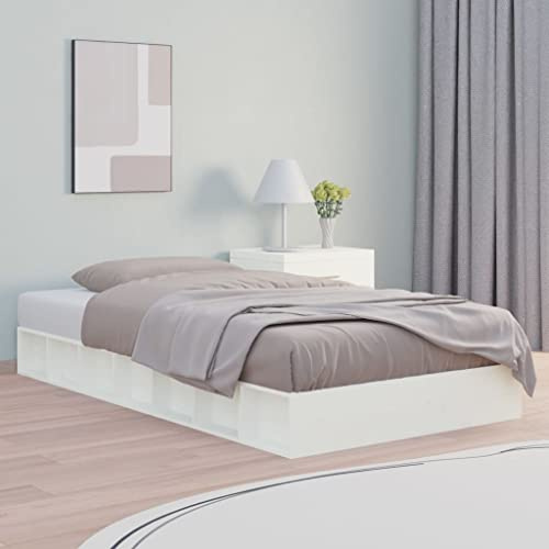ZQQLVOO Bettgestell Familienbett Palettenbett Massivholzbett Weiß 90x200 cm
