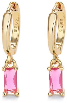 Small Gold Hoop Earrings With Green Drop, Gold Huggie Hoop Earrings For Girls 14K Gold Dangle Earrings For Women Hypoallergenic Jewelry 2PCS
