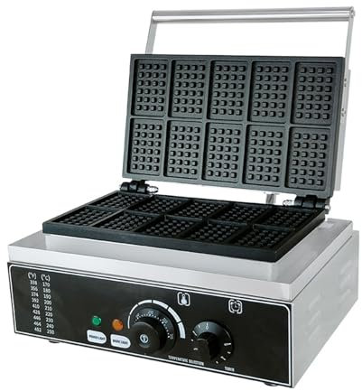10-Scheibe Waffelautomat Für Belgische Waffeln Elektrische Waffelmaschine Rostfreier Stahl Waffeleisen Doppelseitige Gleichmäßige Erwärmung Temperatur- Und Zeitsteuerung Für Fluffige Goldene Waffeln
