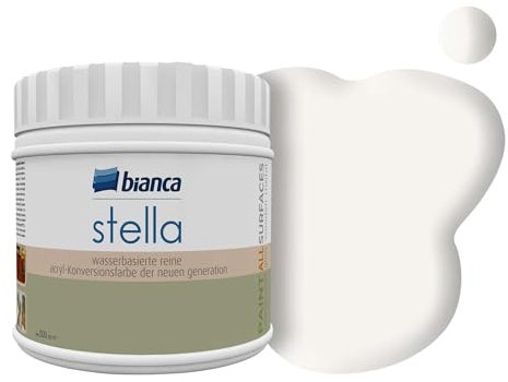Bianca Stella Premium Möbelfärg utan Slipning för Kök & Badrum, Sandvit, Glänsande, 500ml, Vattenbaserad, Akryllack för Alla Ytor, Träfärg, Kakelfärg, Metallfärg för Renovering