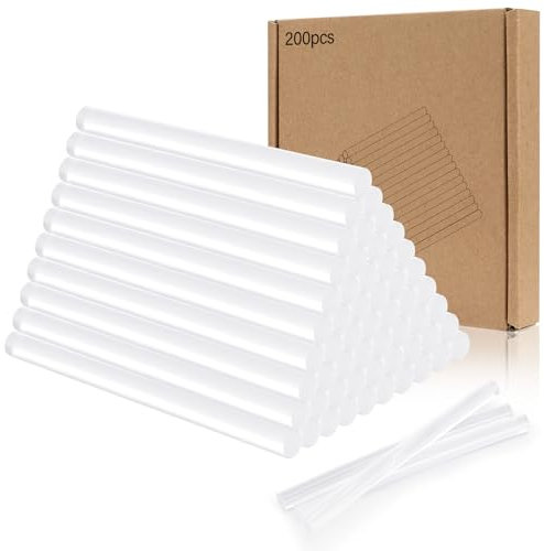Tapvai 200 Pcs Barras Silicona Caliente 7mm x 100 mm, Transparente para Pistola Silicona Caliente Inalambrica, Barras de Pegamento Caliente para Pistola de Silicona Caliente para Bricolaje, Artesanías
