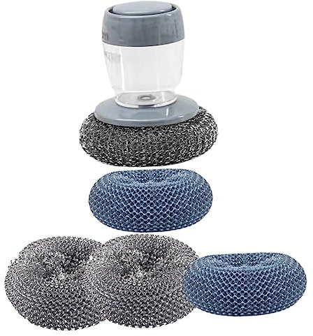 minkissy Liquid Pressure Pot and Pan Scrubbing Brush Set 4 Replacement Sponges Sturdy Cleaning Tool for Kitchen Dishwashing for Pots Pans and Plates