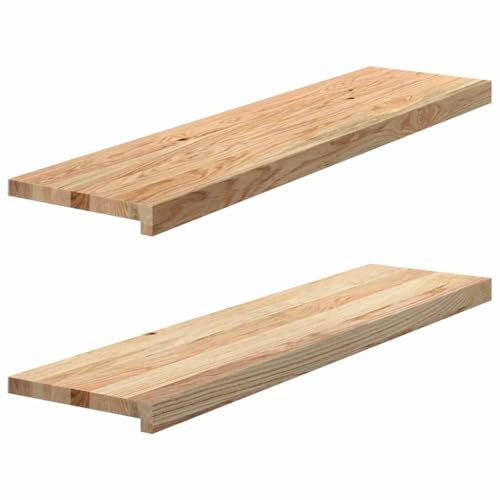 vidaXL Appuis de fenêtre 2 pcs Bois de chêne Massif Non traité, Rebord de fenêtre, Appui de fenêtre en chêne, Appui de fenêtre en Bois