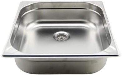 Edelstahl Spülbecken (Größen Auswahl) Camping Spüle Waschbecken inkl. Ablauf Wohnmobil Camping Garten Imbisswagen Küche (Beckentiefe 150 mm, Maxi 354 x 325 mm)
