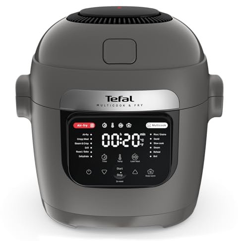 Tefal Multicook & Fry, air fryer and Multicooker, 12 Programs, Crispy Results, Multi-Layer Cooking, 6 L Capacity, Hippo Iron, MY730BG1
