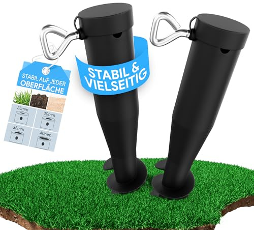 Oramics Universal Bodenhülse für Sonnenschirm 2er Set – Schirmständer Erdspieß zum Eindrehen (25-45mm) – Robuster Sonnenschirmhalter & Rasendorn für Strand, Garten & Wäschespinne