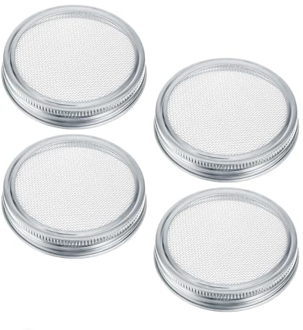 4 Stück Sprossenglas Deckel,Sprossenglas Keimglas Haltbarkeit decke,Keimdeckel für Deckel aus 86mm 304 Edelstahl Kressesieb Sprossenturm Samen Sprießen Bildschirm für Einmachgläser Keimgeräte