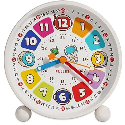 Yuragim Sveglia per bambini per principianti della scuola, analogica, senza ticchettio, bianco, con luce notturna, sveglia a batteria, sveglia per bambini per la scuola elementare, ragazza e ragazzi