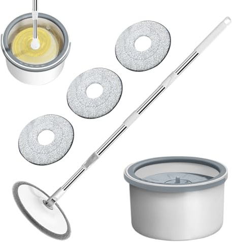 Juego de fregona con Cubo, Kit de fregona giratoria Individual con escurridor, Suministros de Limpieza Ligeros para baño, Sala de Estar, mármol, Azulejos de Madera Dura