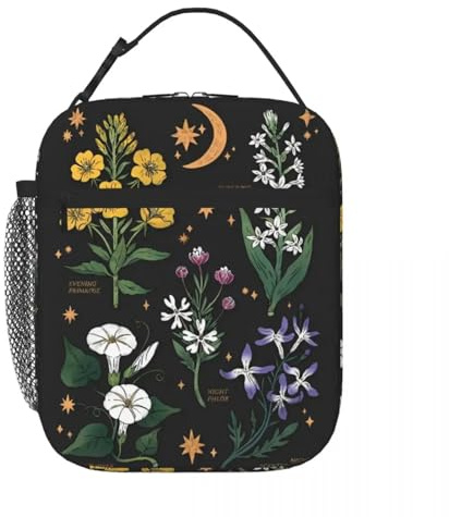 TFDGDGH Moonlit Garden Thermal Insulated Lunch Bag for Travel Boho Floral Portable Bento Box Thermal Cooler Lunch Boxes