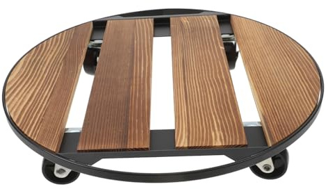 Veemoon Portavaso Rotondo in Legno con Ruote Resistenti Base Rinforzata per Fioriere Pesanti Carrello Porta Piante da Interno ed Esterno per Giardino e Patio Supporto Mobile per Vasi