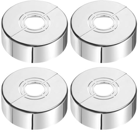 QUARKZMAN Väggdelningsband 4 stycken 70 x 25 mm - Runda ABS-skärbart huvudband för duschpackning för vattenrör 20/25/33 mm (0,8/1,0/1,3 tum) (silver)