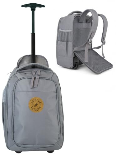 Bordlite Ryanair Cabin Approved Wheeled Backpack 40x25x20cm – 2 in 1 Lightweight Trolley Bag & Rucksack on Wheels (20L) Underseat Hand Luggage for Travel, Business, Weekend Trips - Grey