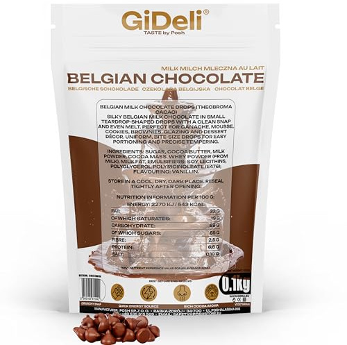 GiDeli Schokodrops Kuvertüre 100 g - Schokolade für Schokobrunnen | schmilzt gleichmäßig ab 30 °C, Callets zum genauen Dosieren, für einen Nachtisch, eine Glasur oder ein Fondue
