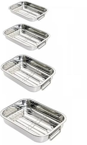 Nobel -Stainless Steel Deep Baking Pan, Roasting Tray, with Rack (Set of 4-25-30-35-40)