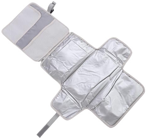 ViaGasaFamido Wickelunterlage für Neugeborene, Tragbar, Faltbar, Windelunterlage mit Tasche für Feuchttücher, Wasserdichtes Oxford-Tuch für die Babypflege auf Reisen, 86,9 X 54,9 Cm (GRAY)