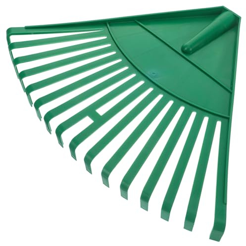 PAMINGONO Rastrello da Giardino in Plastica Verde, Leggero e Compatto per Foglie e Prato, Utensile Manuale per Pulizia Prato e Raccolta Foglie in Esterni