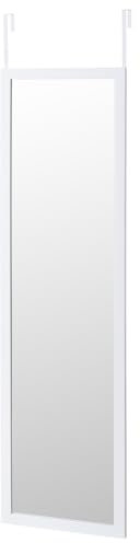 LOLAhome - Espejo Blanco Largo Rectangular para Colgar en Puerta o Pared de Cuerpo Entero de 125x35 cm, Incluye 2 Ganchos fáciles de Quitar para Colgar en Puertas