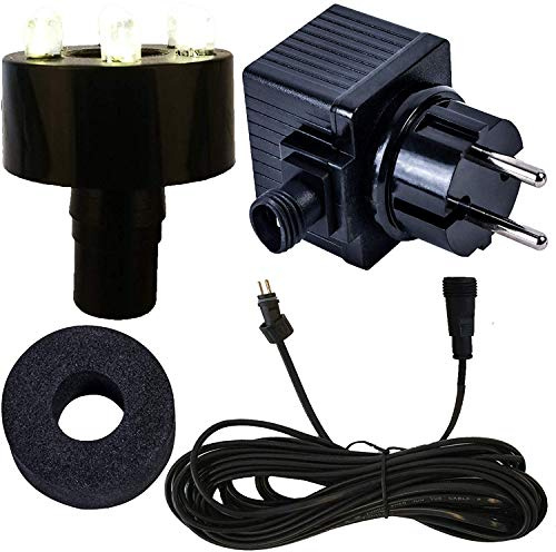Köhko Tecnología de iluminación completa para fuentes con anillo LED, cable y transformador blanco frío 29002