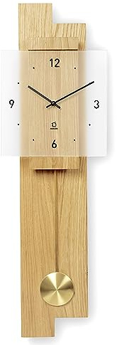 Natuhr Pendeluhr Holz Eichwald geräuscharm Massivholz Eiche Mineralglas U.T.S. Uhrwerk Höhe 28 cm (Pendeluhr Eiche geölt, Quarzuhrwerk)
