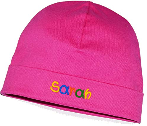 Sommermütze mit Namen Pink in verschiedenen Größen - Mütze für Babys Kinder Junge & Mädchen personalisiert - Kindermütze - Kopfbedeckung - Haube Haube