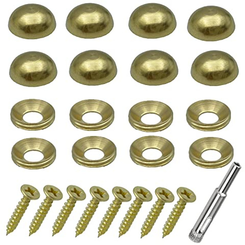 8Pcs Pure Brass Decorative Screw with Caps used as Mirror Screw,Metal Wall Art Decor,Upholstery Tacks,Thumb Tacks for Wall Hangings,Fast Cap,Wood Handcrafted,Fasteners Hardware (3/5, 15mm gold brass)