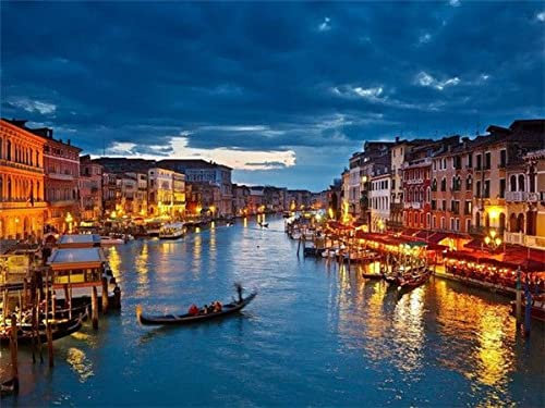 Zdklfm69 Malen nach Zahlen Ölgemälde nach Zahlen Ölgemälde Farbe zum Zeichnen nach Zahlen auf Leinwand Venedig Landschaft Wohnkultur Geschenk 40x50cm