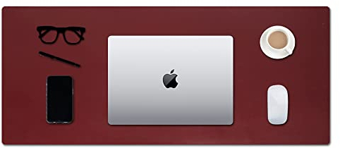 Mantesibo Schreibtischunterlage Mauspad Mousepad Tischunterlage Schreibtisch Leder Kork Beidseitig verwendbar Geeignet für Laptops,Tablets,Basteln,Schreibblöcke 40X80CM Weinrot